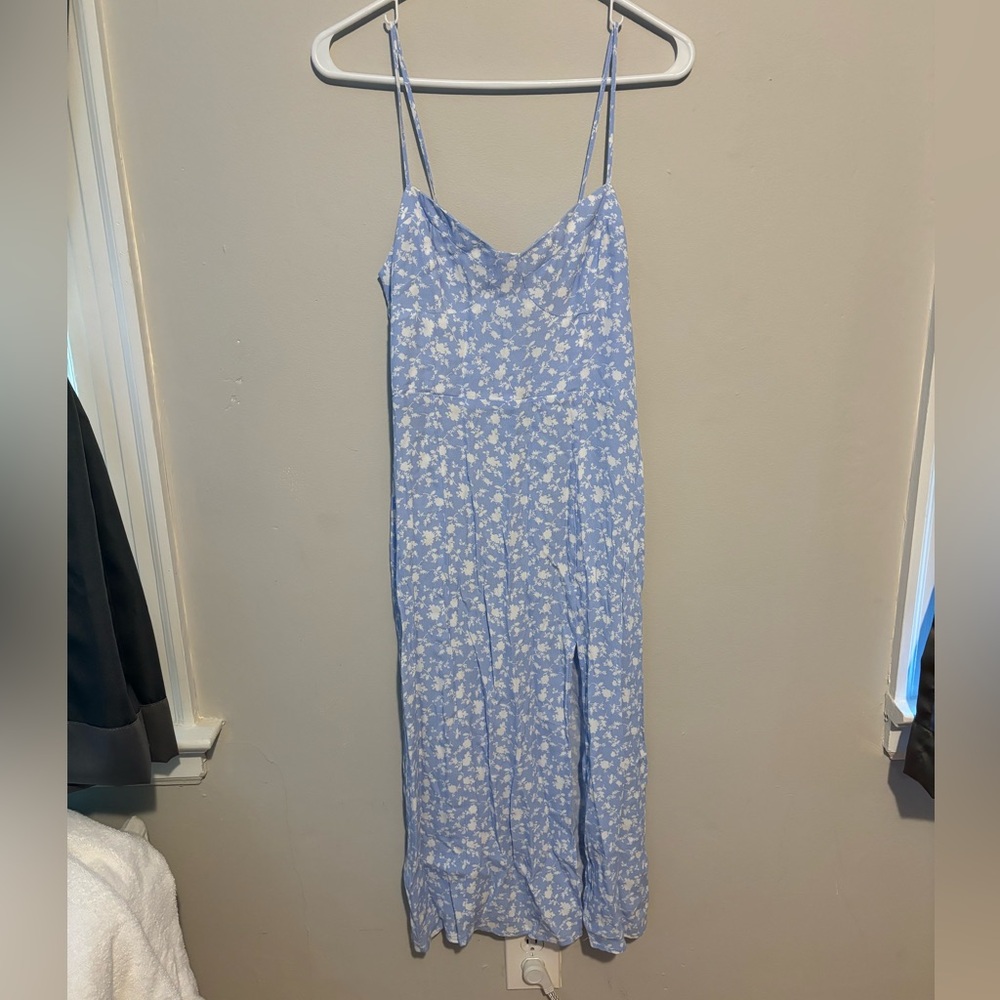 Light Blue Floral Midi Dress